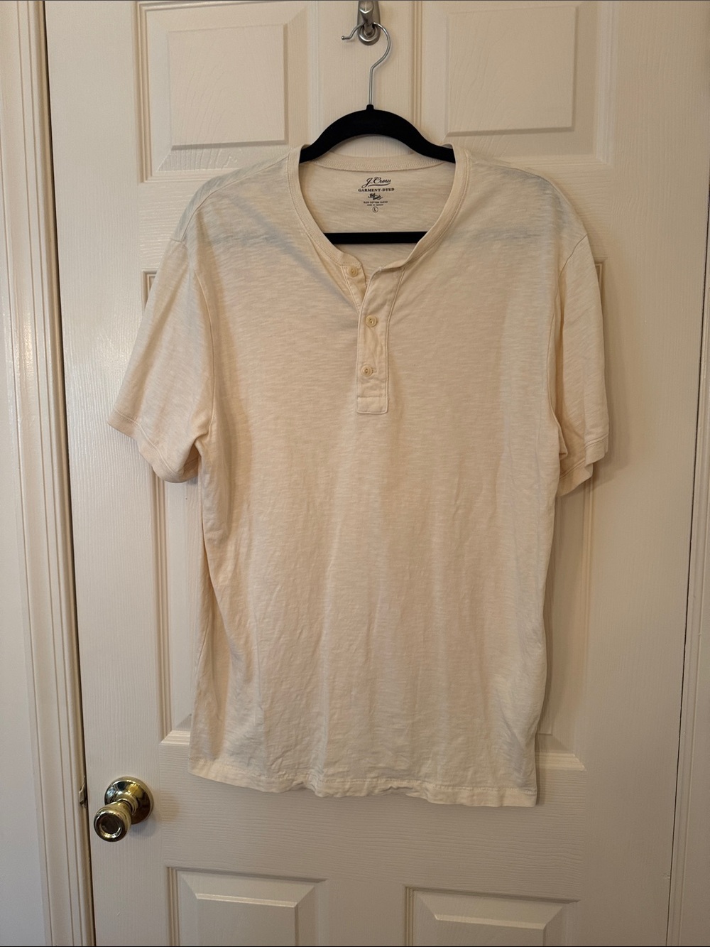 J. Crew Short Sleeve Henley in Creamy Beige